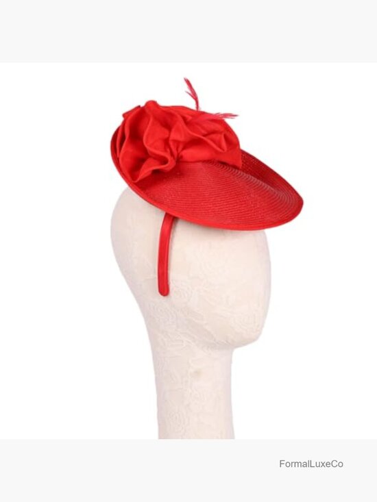 Elegant Straw Derby Hat with Feather for Formal Cocktail & Tea Party main image 6